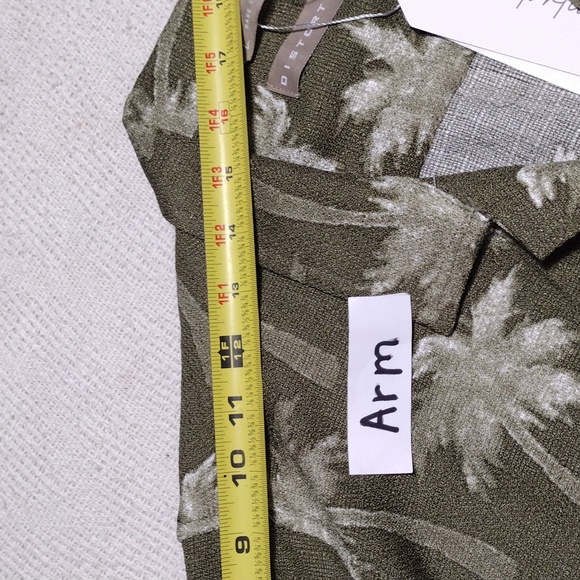 NWT Distortion Burnt Olive Linen Like Palm Tree Short Sleeve Mens Size Large - Picture 9 of 9